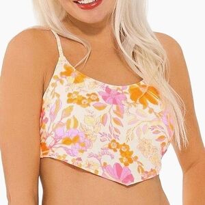 Juniors Ninety-Nine Degrees Bikini Set Multifloral Halter Top Side Ties LG NWT